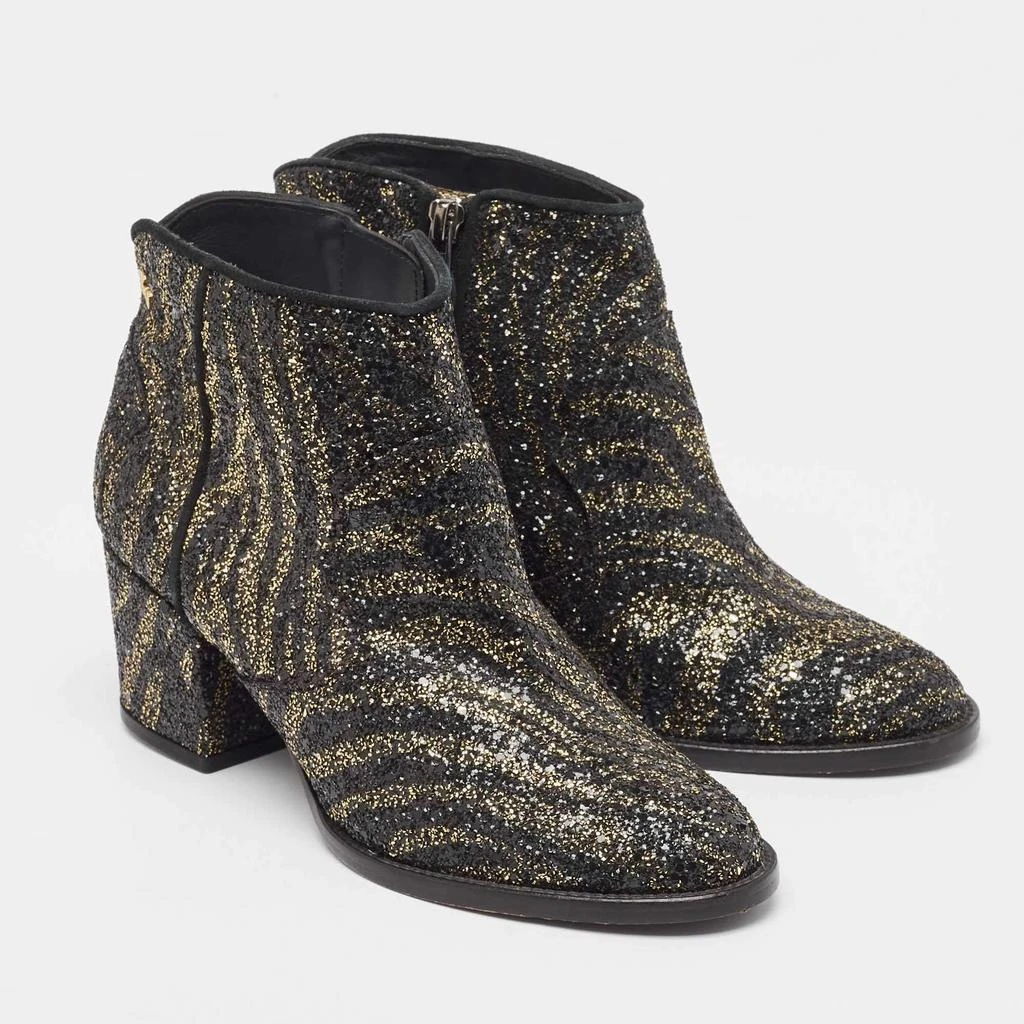 ZADIG & VOLTAIRE Zadig & Voltaire Black/Gold Glitter Molly Ankle Boots Size 36 4