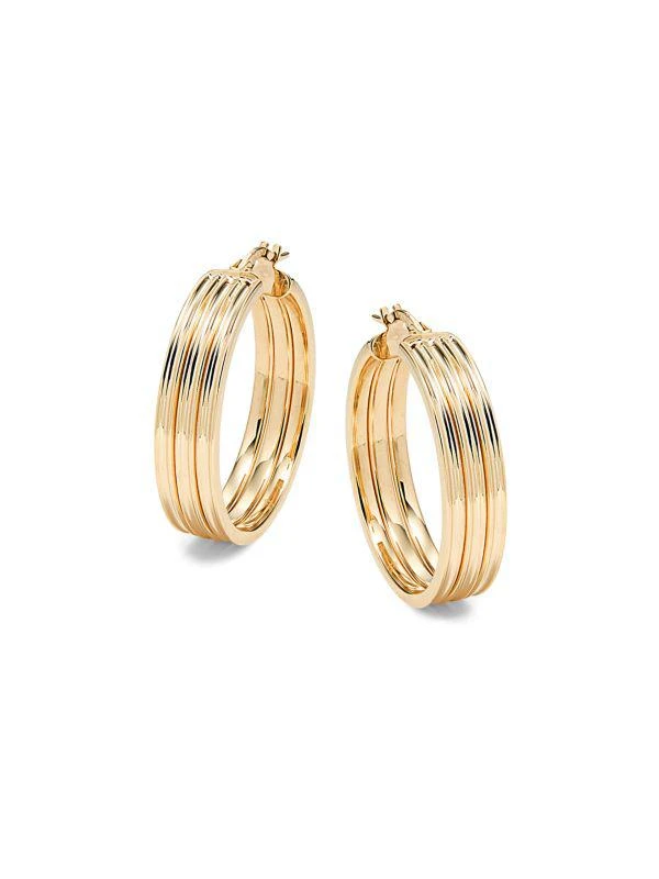Saks Fifth Avenue 14K Yellow Gold Triple Row Hoop Earrings 1