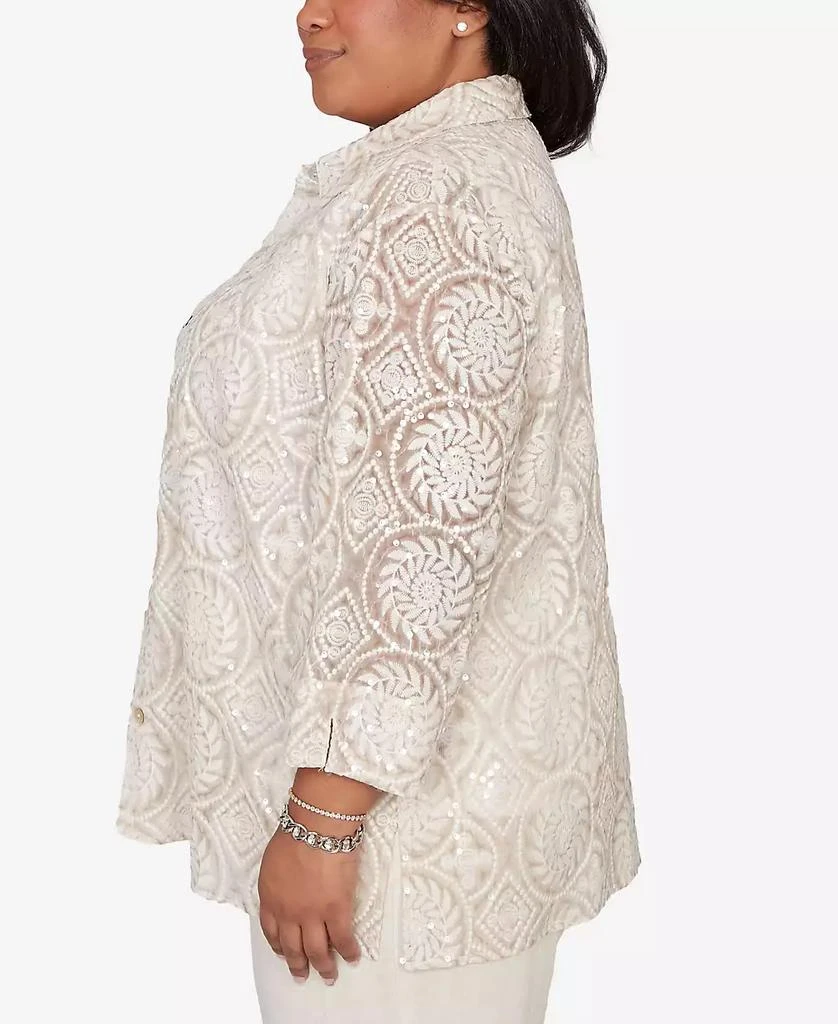 Alfred Dunner Plus Size Natural Wonder Sequin Medallion Two In One Top 4