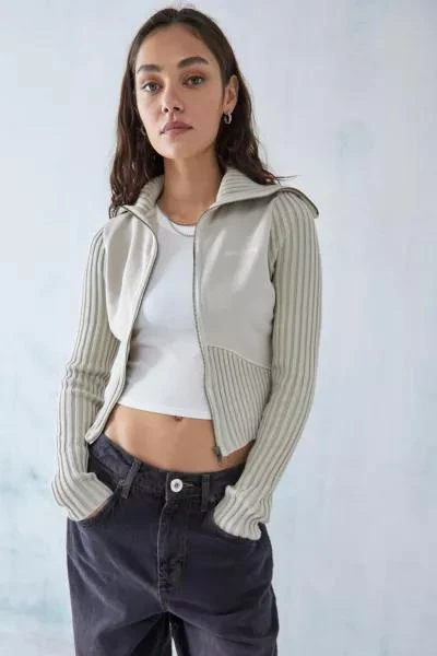 BDG BDG Thea Ribbed Ecru Track Top 1