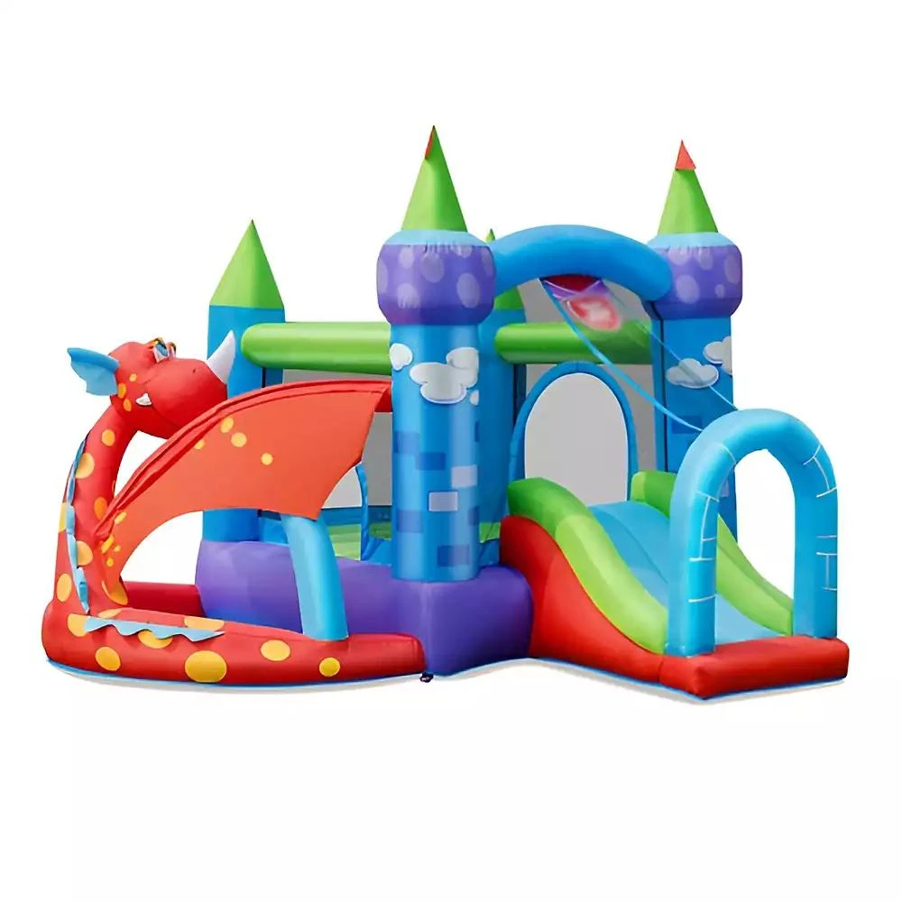 Slickblue Kids Inflatable Bounce House Dragon Jumping Slide Bouncer Castle Fun Outdoor Playset for Kids