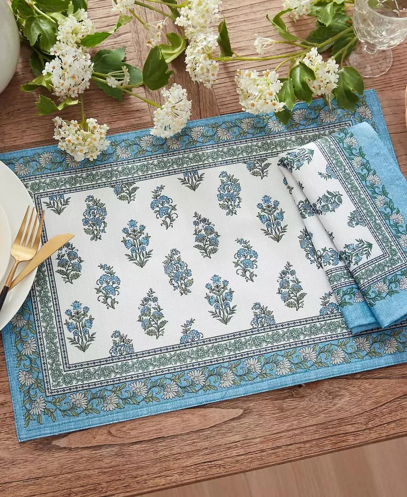 Elrene Tropez Block Print Stain Water Resistant Indoor and Outdoor Table Runner 3