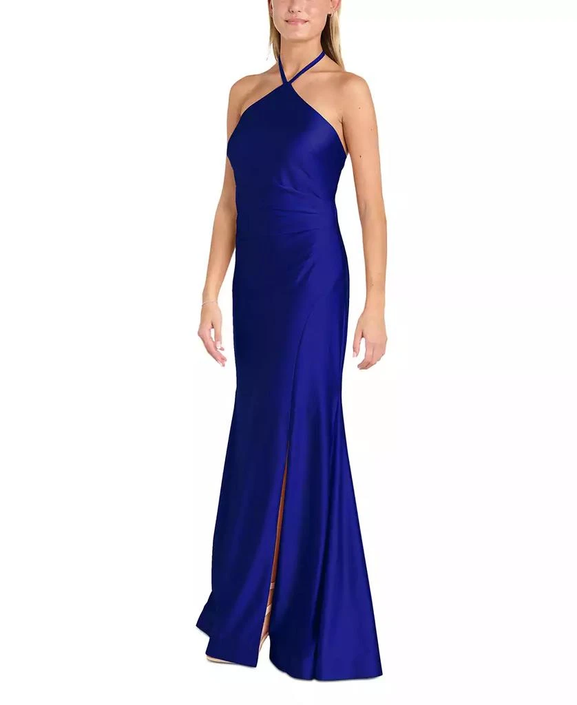 Morgan & Company Juniors' Halter Sleeveless Satin Gown 2