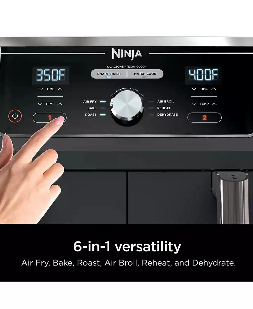 Ninja Foodi® DZ401 6-in-1 10-qt. XL 2-Basket Air Fryer with DualZone™ Technology- Air Fry, Broil, Roast, Dehydrate, Reheat and Bake, Family Sized 9