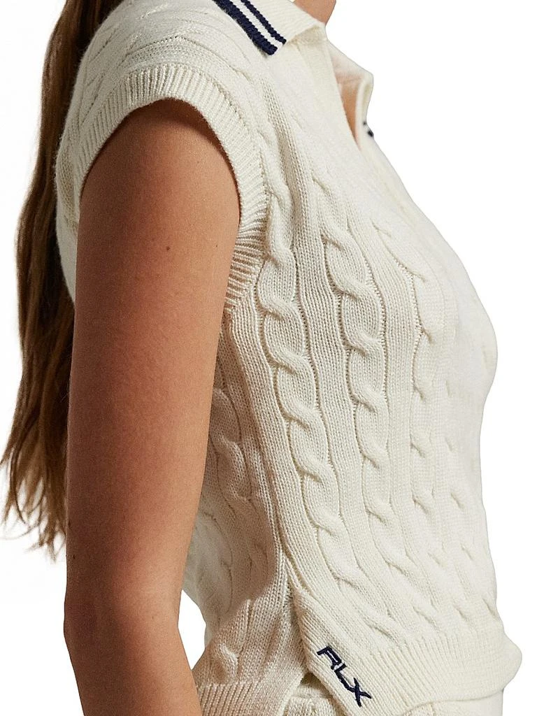 Ralph Lauren Cotton-Blend Cable-Knit Polo Sweater 5