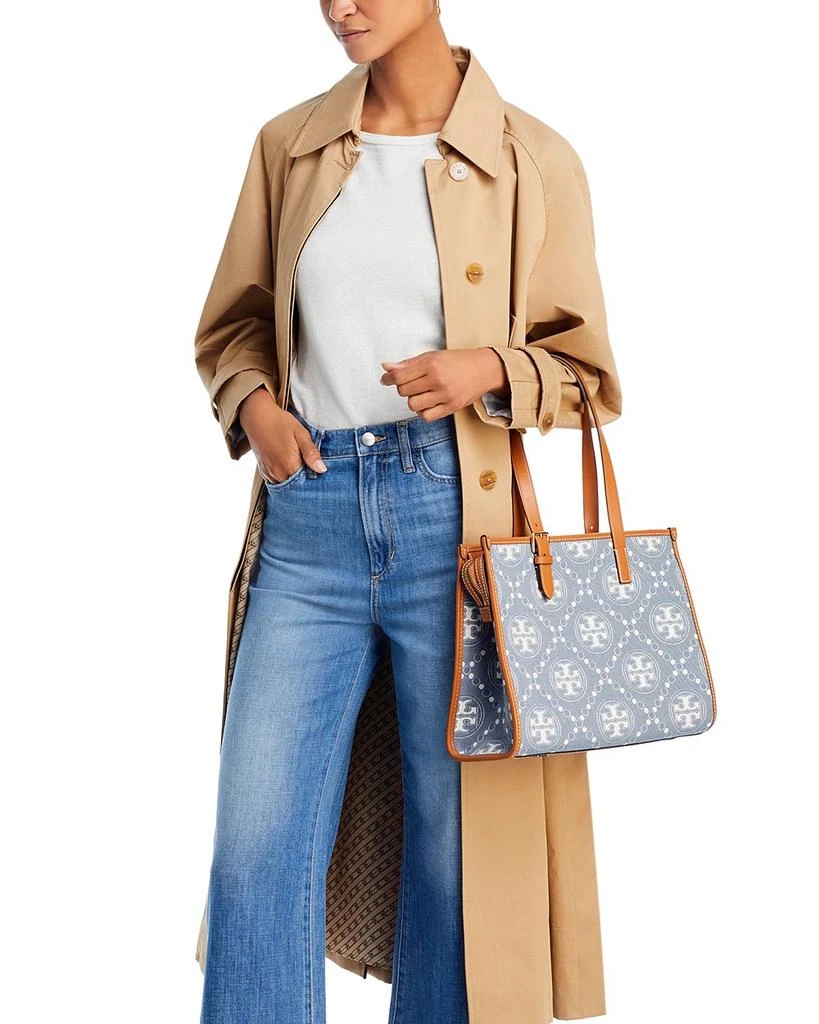 Tory Burch Small T Monogram Denim Tote 3