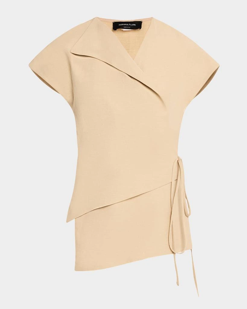 FABIANA FILIPPI Asymmetric Viscose-Linen Wrap Top 1