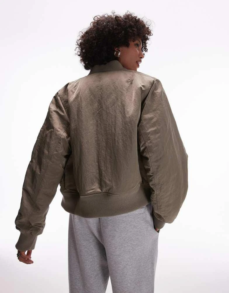 Topshop Topshop oversized cropped bomber jacket in mushroom 4