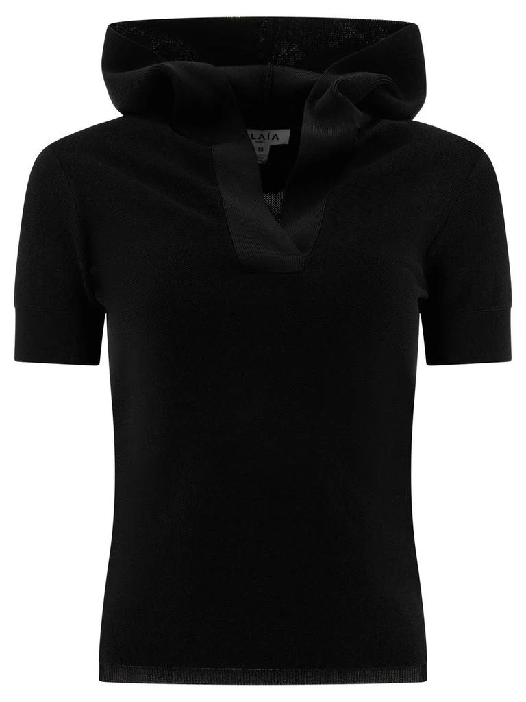 Alaïa Alaïa Pique Knit Hooded Top 1