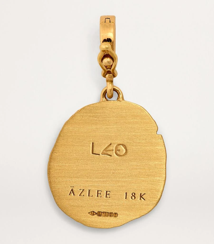 Azlee Small Yellow Gold and Diamond Leo Coin Charm 3