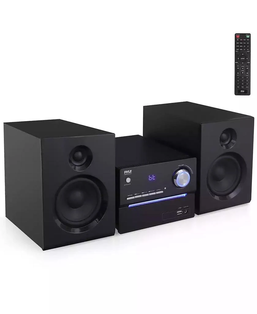 Pyle 3-Piece Wireless BT Streaming Stereo System with MP3, USB, FM Radio, Bass Reflex Speaker, and Remote Control (Black)