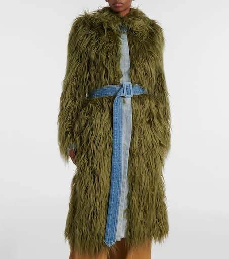 Dries Van Noten Rangel faux fur-trimmed denim coat 7