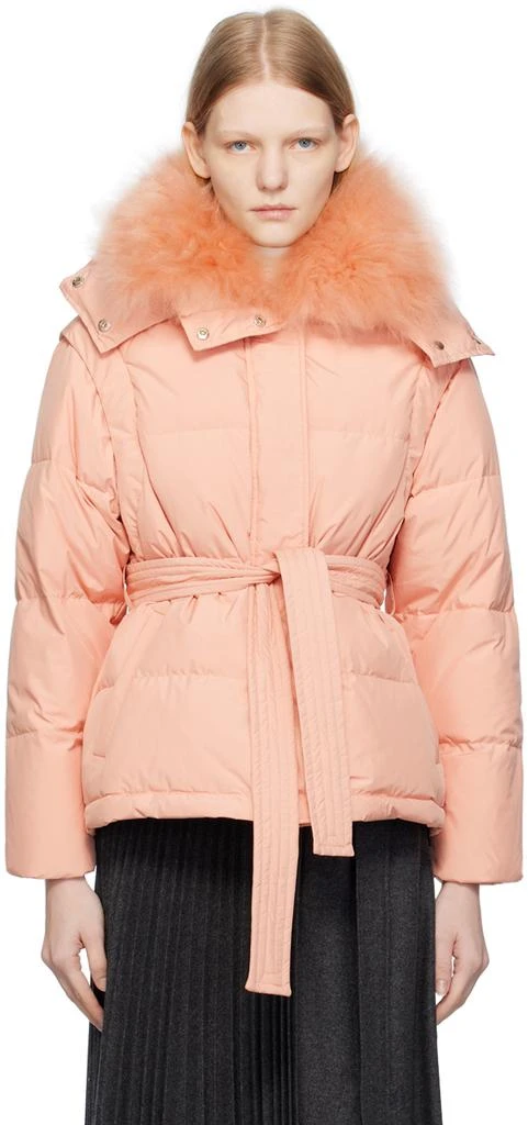 Yves Salomon Pink Belted Down Jacket 1