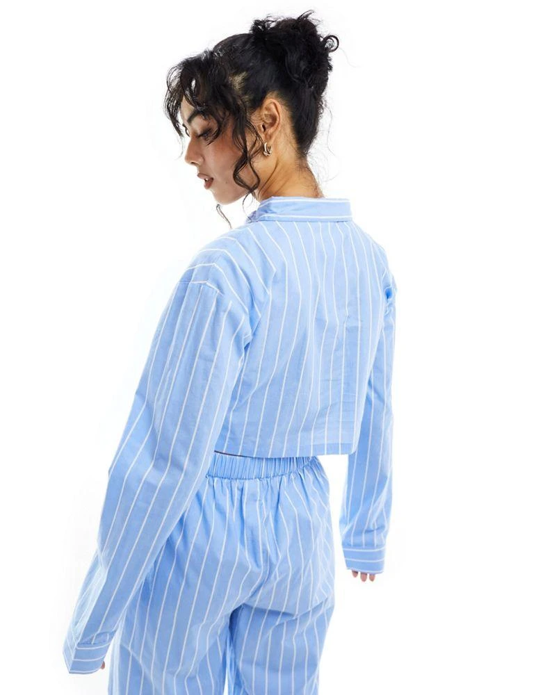 Luna Luna oversized cropped pyjama shirt co ord in blue stripe 4