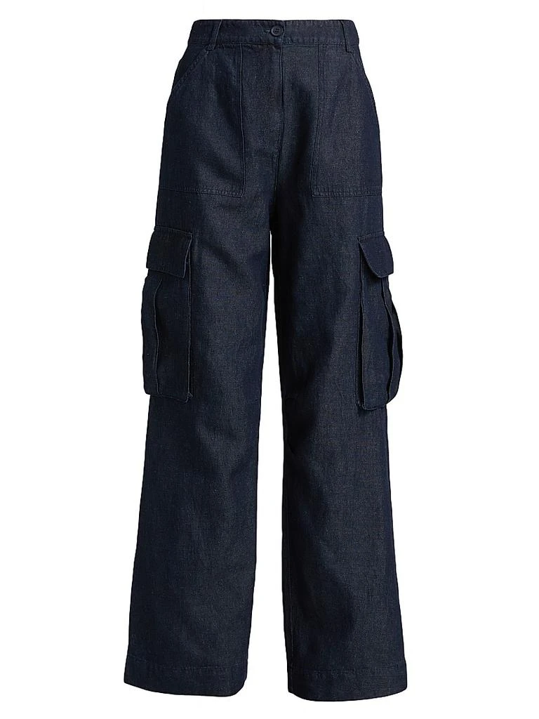Susana Monaco Denim Linen-Blend Cargo Pants 1