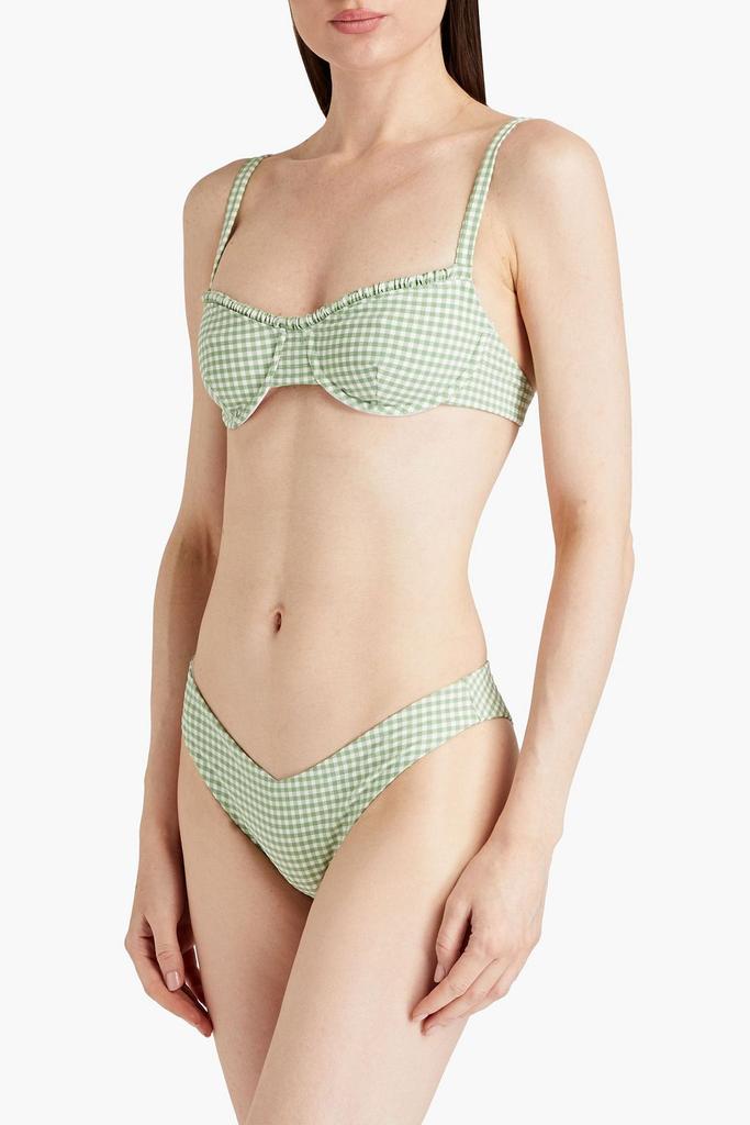 Onia Chiara gingham stretch-seersucker low-rise bikini briefs