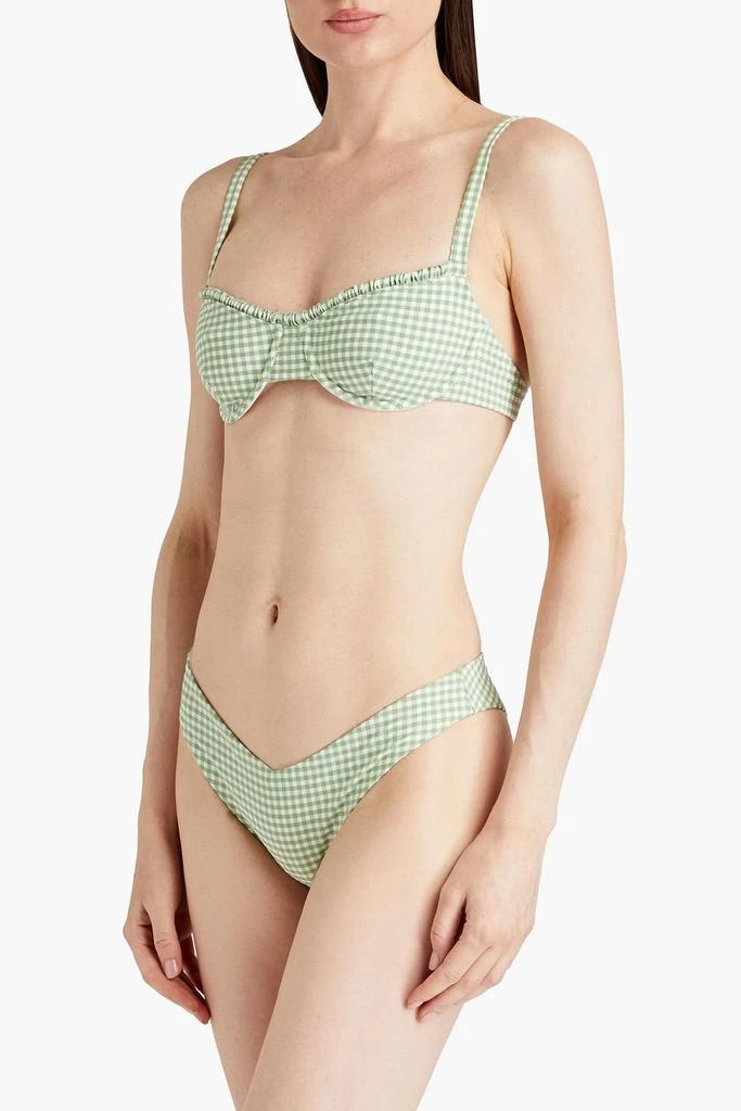 ONIA Chiara gingham stretch-seersucker low-rise bikini briefs 2