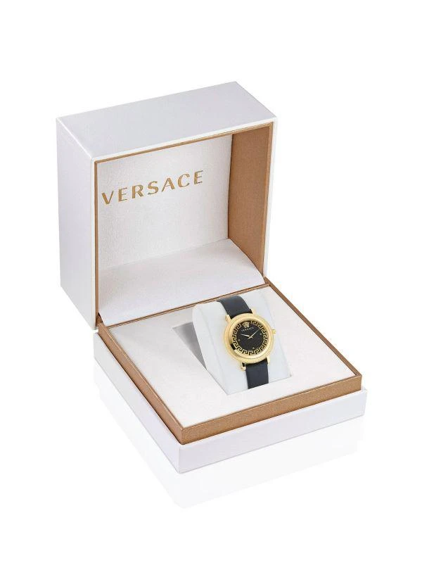 Versace Flourish IP Yellow Goldtone
Leather Stap Watch/35MM 5