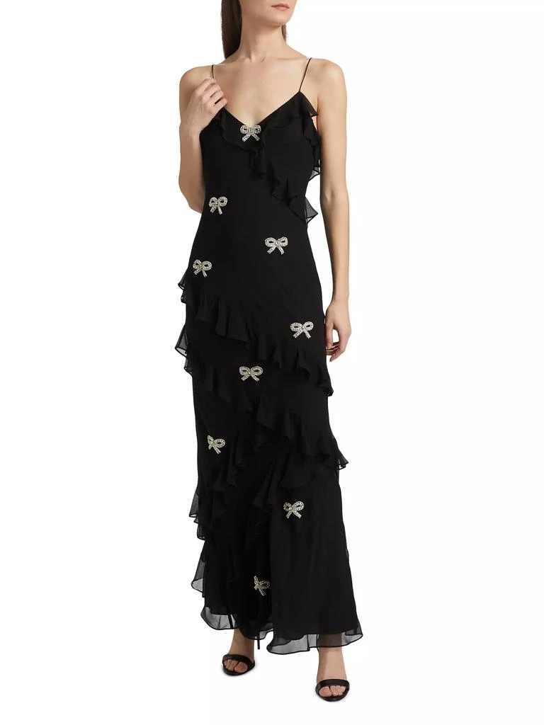 LOVESHACKFANCY Crystal Bow Rialto Silk Dress 3