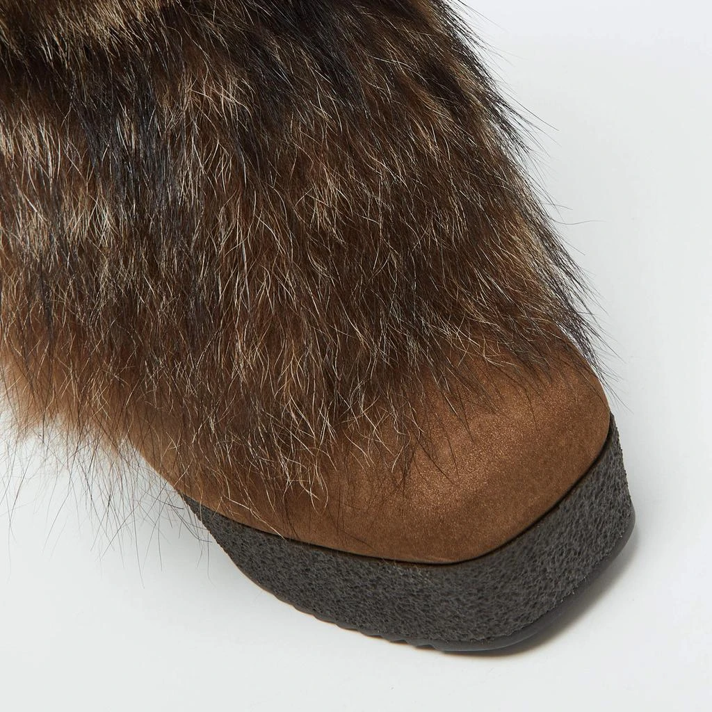 Fendi Fendi Brown Nubuck Leather and Raccoon Fur Platform Ankle Boots Size 36 7