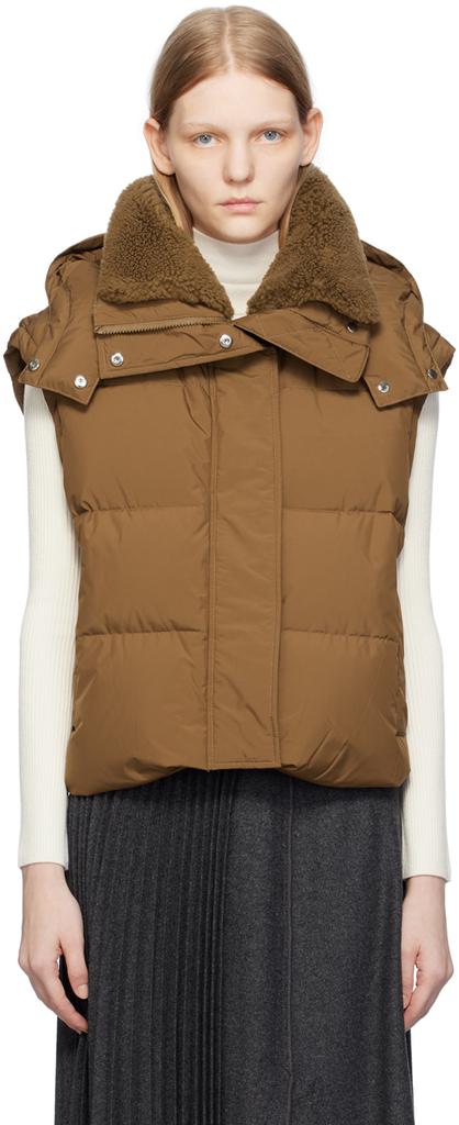 Yves Salomon Brown Belted Down Vest