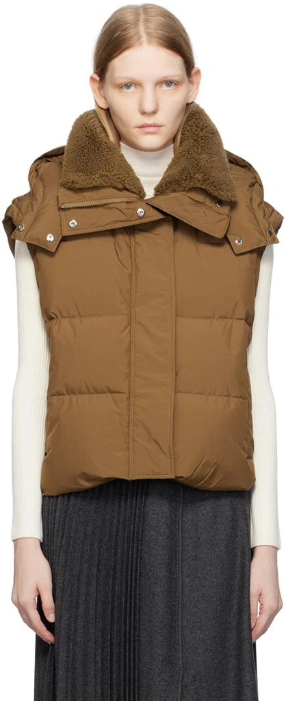 Yves Salomon Brown Belted Down Vest 1