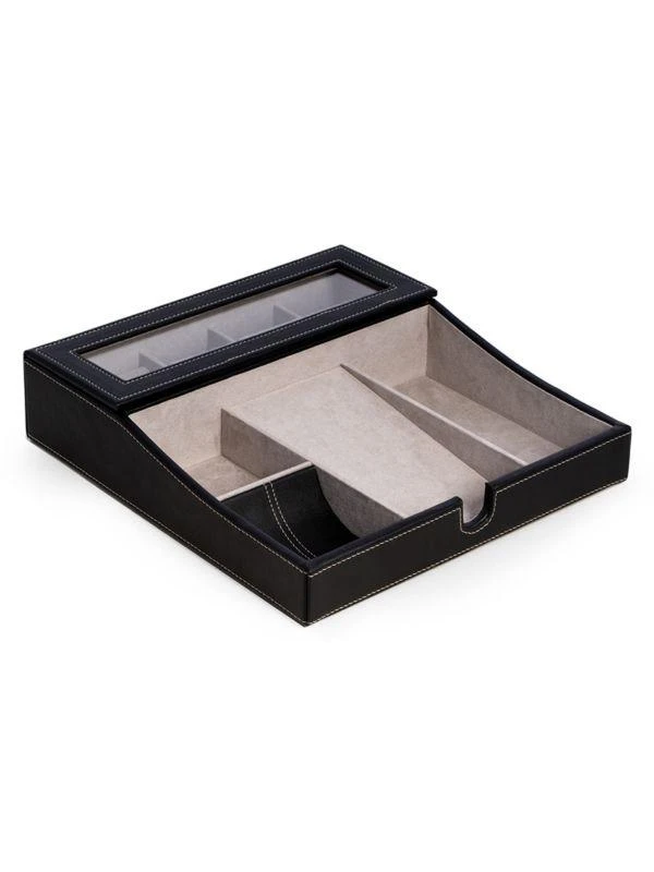 Bey-Berk Leather Multi-Compartment Storage Valet 2