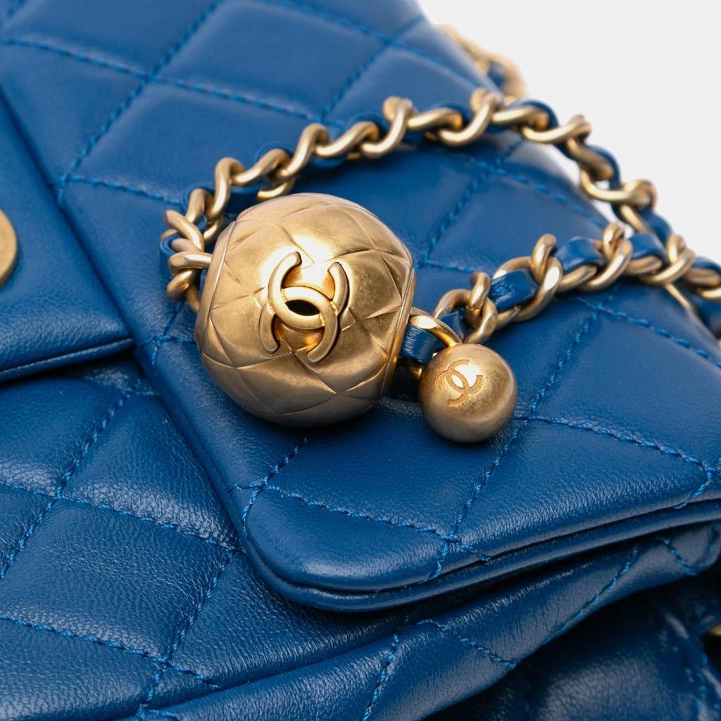 Chanel Chanel Blue Mini Square Classic Lambskin Pearl Crush Single Flap Bag 5