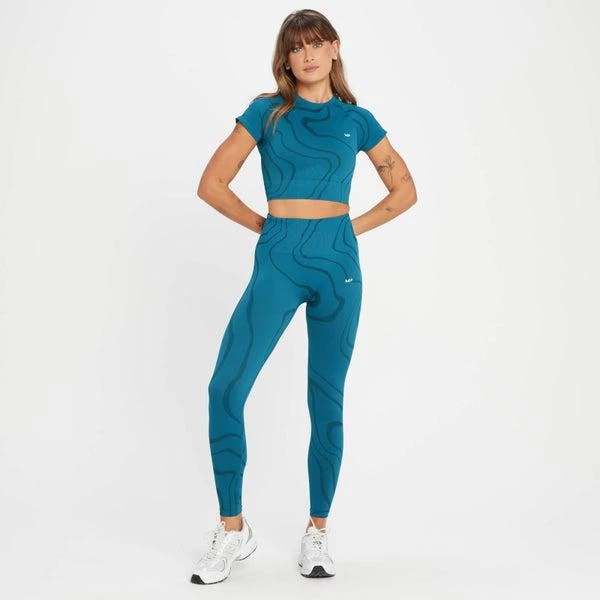 MP MP Women's Tempo Wave Seamless Crop Top - Teal Blue 4