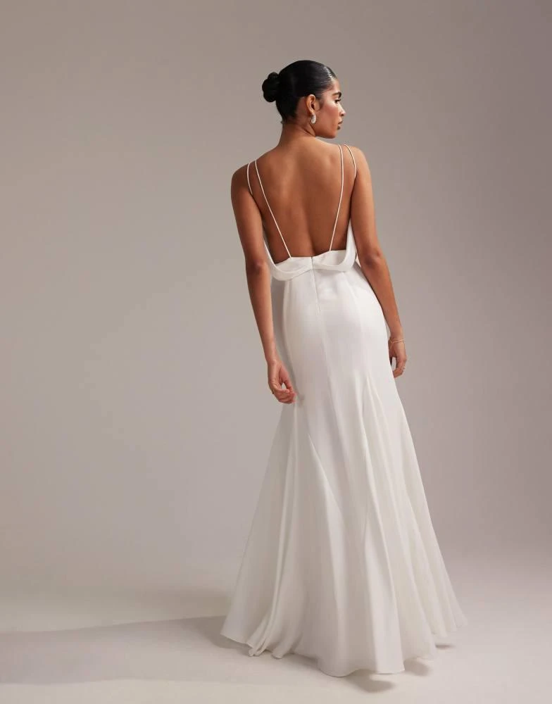 Shop ASOS DESIGN cowl neck satin cami maxi wedding dress with godets in white on Sale at BeyondStyle Get 11% Off ASOS DESIGN cowl neck satin cami maxi wedding dress with Shop ASOS DESIGN cowl neck satin cami maxi wedding dress with godets in white on Sale at BeyondStyle Get 11% Off ASOS DESIGN cowl neck satin cami maxi wedding dress with