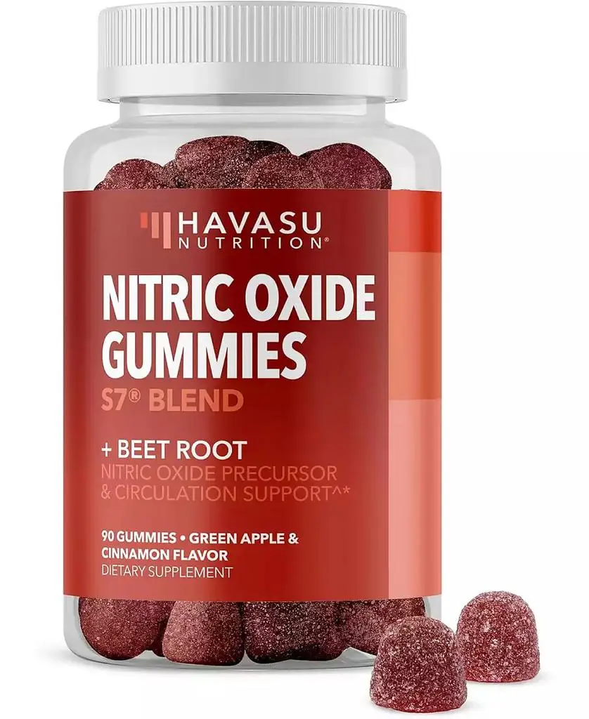 Havasu Nutrition Nitric Oxide Gummies for Men & Women, Nitric Oxide Supplements with L-Arginine and Beet Root, Green Apple & Cinnamon Flavor, 90ct