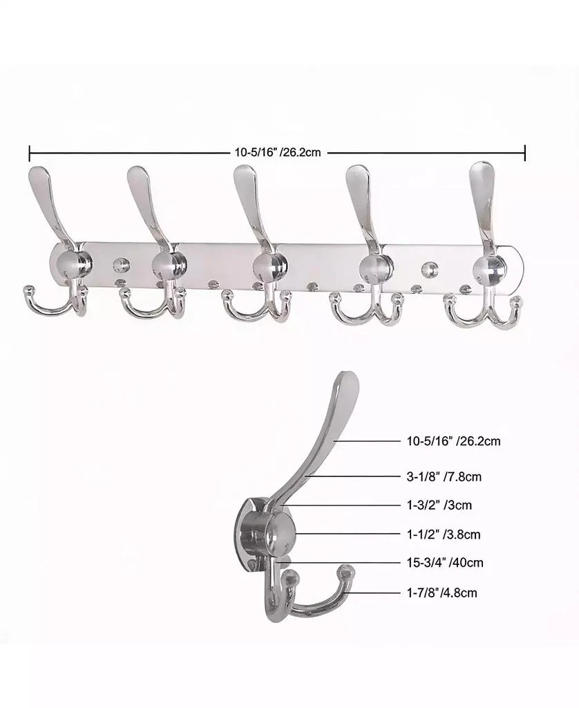 YIGII Heavy Duty 5-Tri Hook Wall Rack for Coats, Hats, Towels, Purse, Scarfs, Robes 4