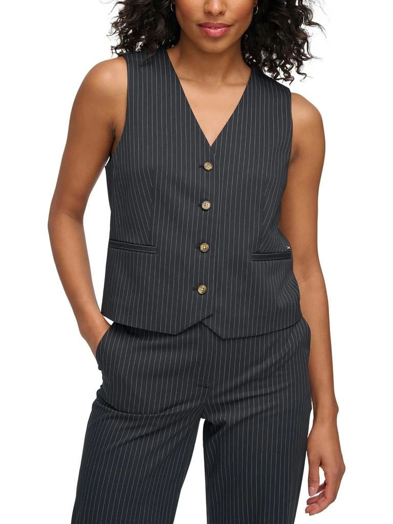 DKNY Womens Pinstripe Casual Vest 1
