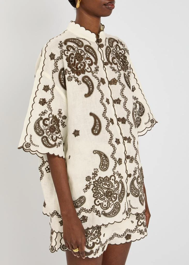 Zimmermann Ascension Embroidered linen shirt 2