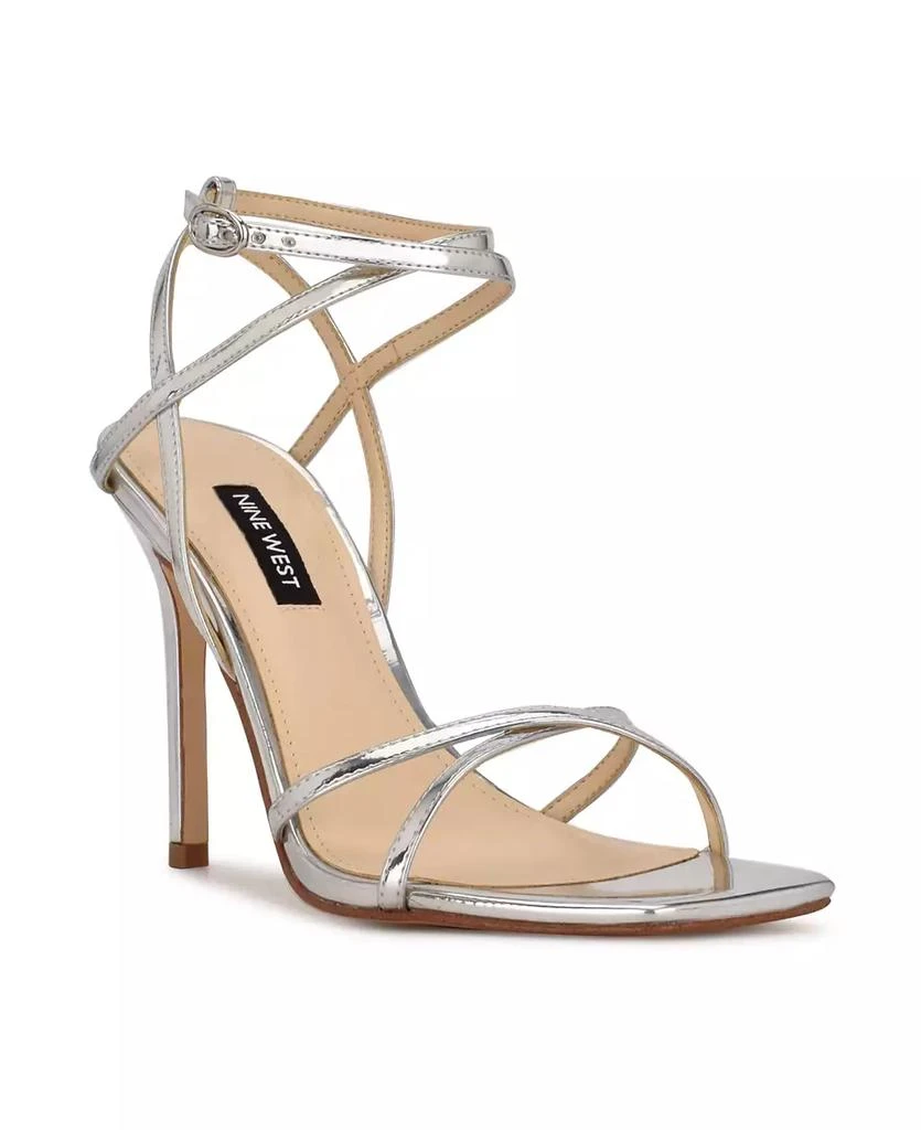 Silver Nine West Barely There Strappy Sandals Nine West Women's