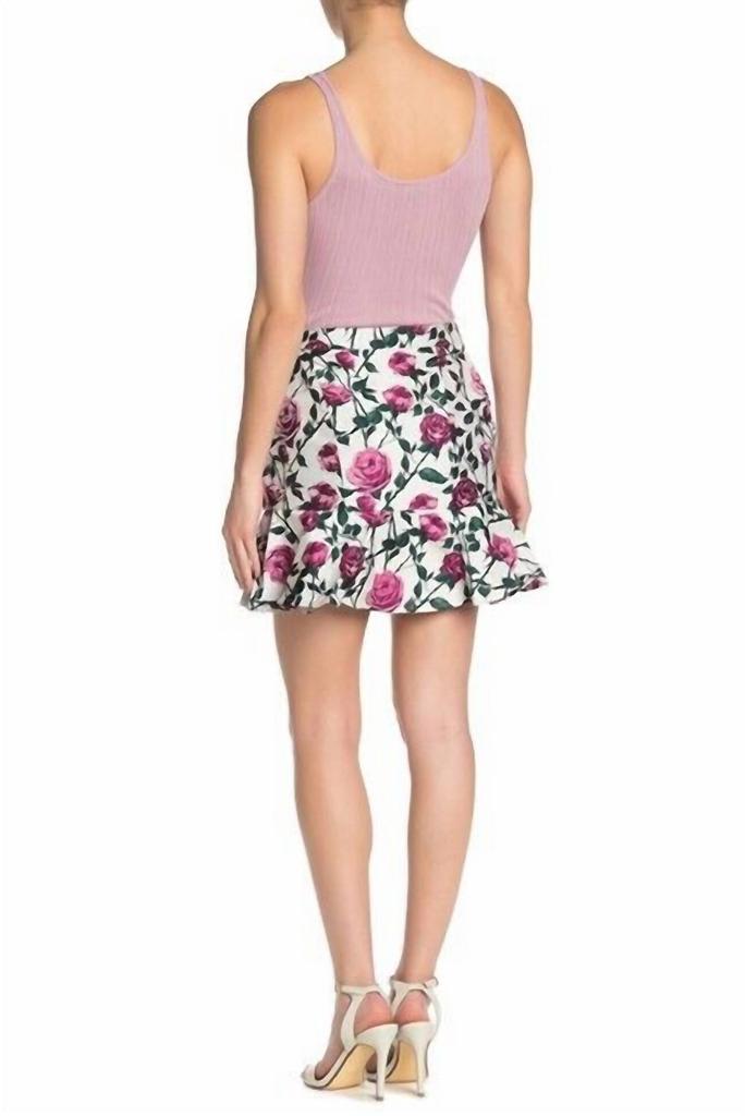 Endless Rose Endless Rose - Floral Print Jacquard Ruffled Hemline Mini Skirt