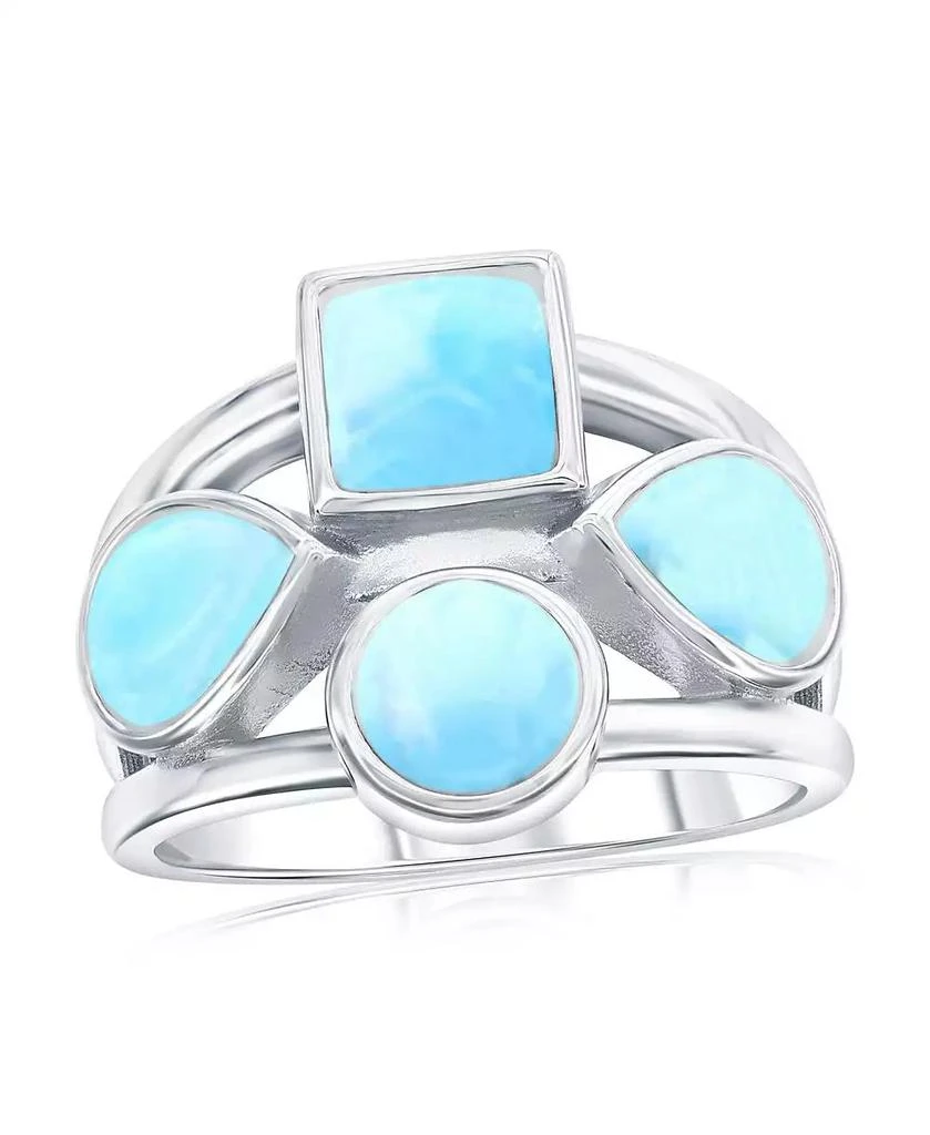 Caribbean Treasures Sterling Silver, Multi-Shaped Larimar Ring