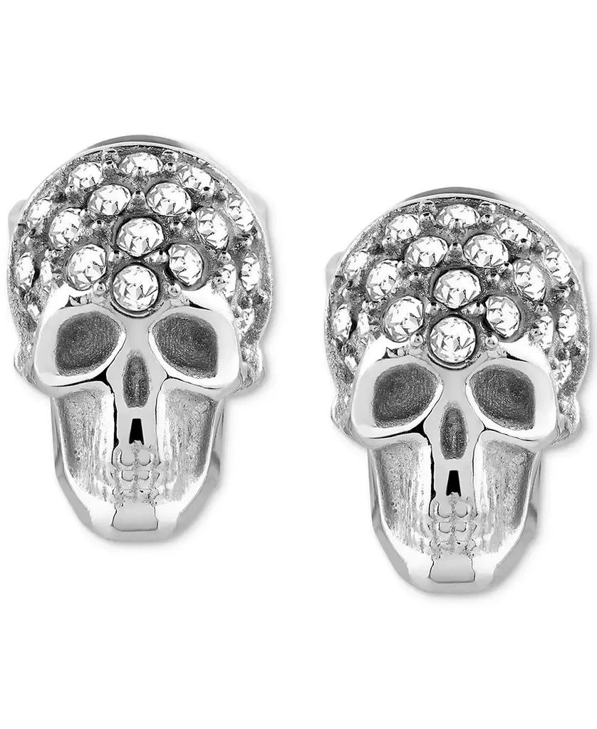 Philipp Plein Enigma Crystal Skull Stud Earrings in Stainless Steel 1