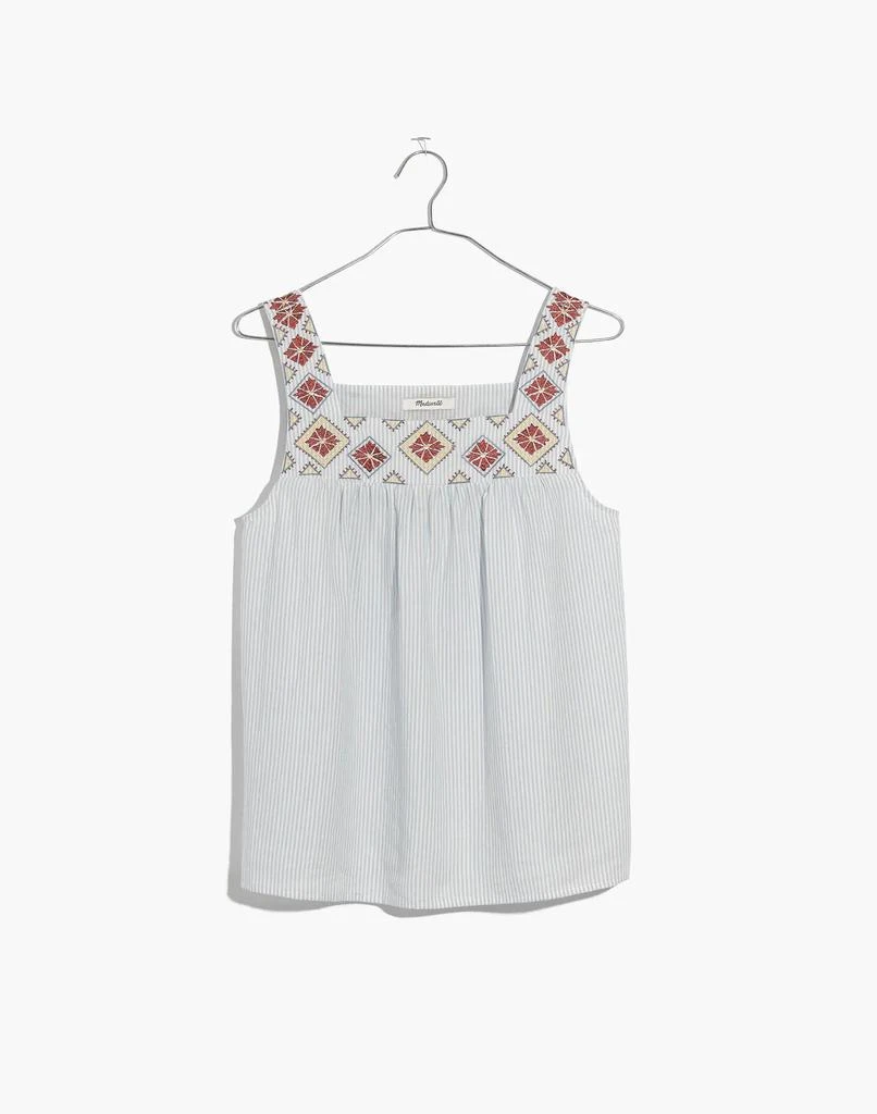Madewell Embroidered Island Tank Top in Stripe 4