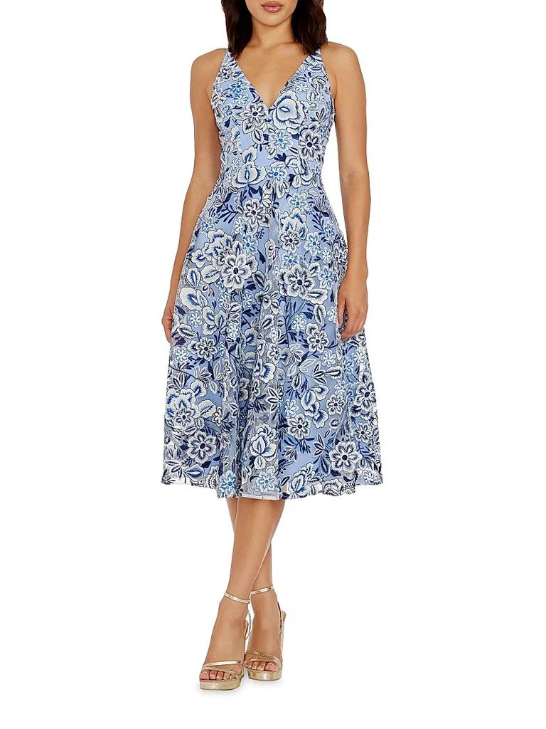 Dress The Population Elisa Floral Fit & Flare Midi-Dress 2