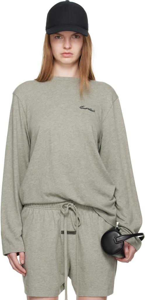 Essentials Gray Classic Fit Long Sleeve T-shirt