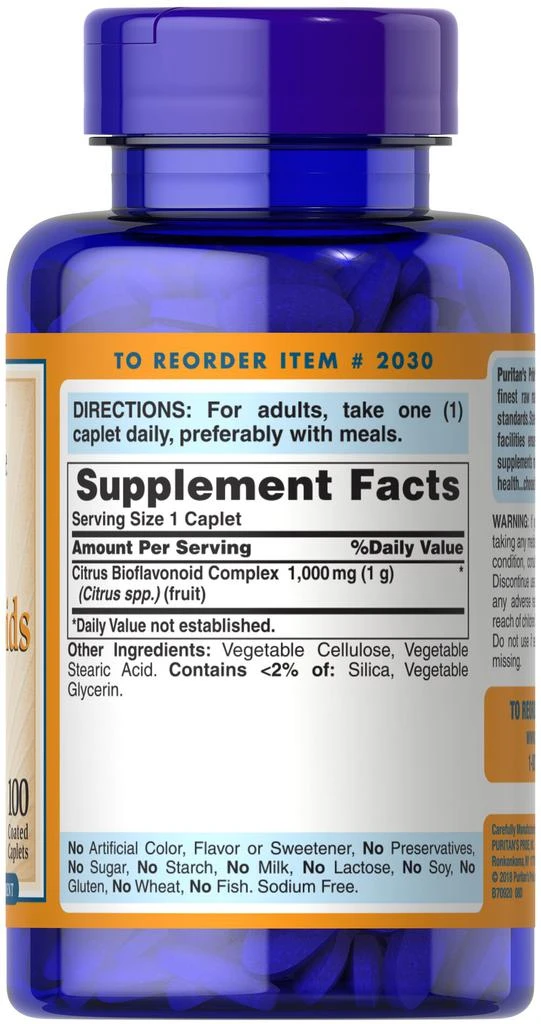 Puritan's Pride Citrus Bioflavonoids 1000 mg 100 Caplets 5