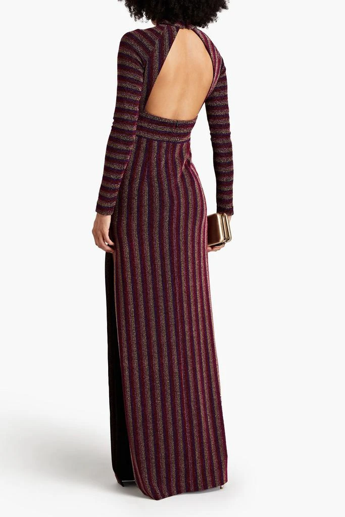 REBECCA VALLANCE Aisha cutout metallic striped jersey gown 3