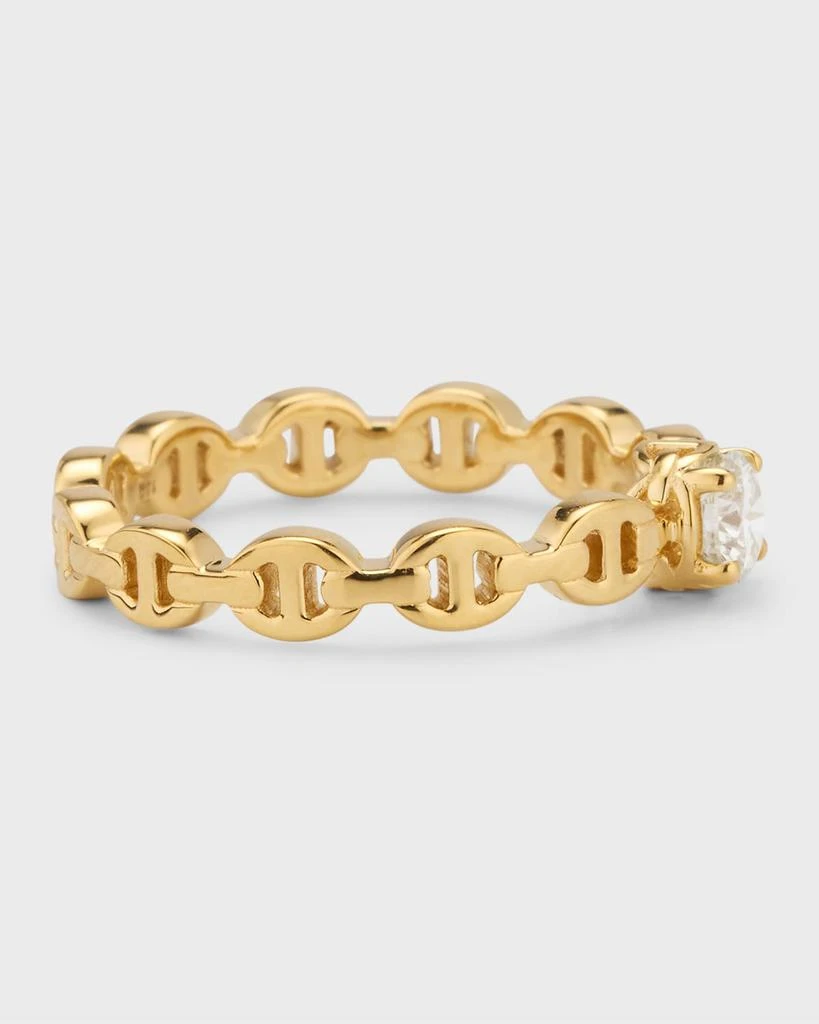 Hoorsenbuhs 18K Yellow Gold Micro Tri-Link Ring with Diamond, Size 6 4