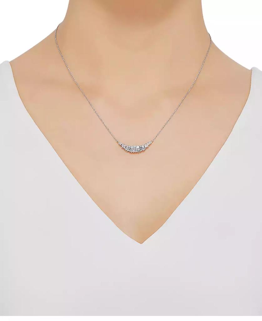 Arabella Cubic Zirconia Heart 18" Statement Necklace in Sterling Silver