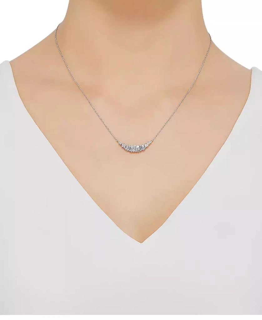 Arabella Cubic Zirconia Heart 18" Statement Necklace in Sterling Silver 2