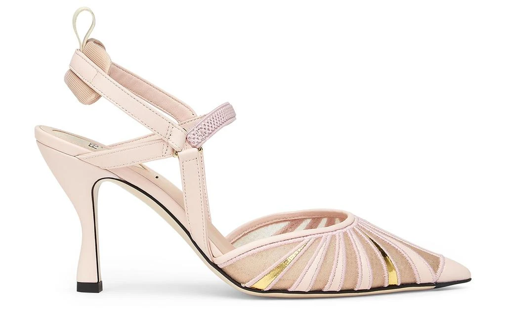 Fendi leather and mesh high-heeled slingbacks 1