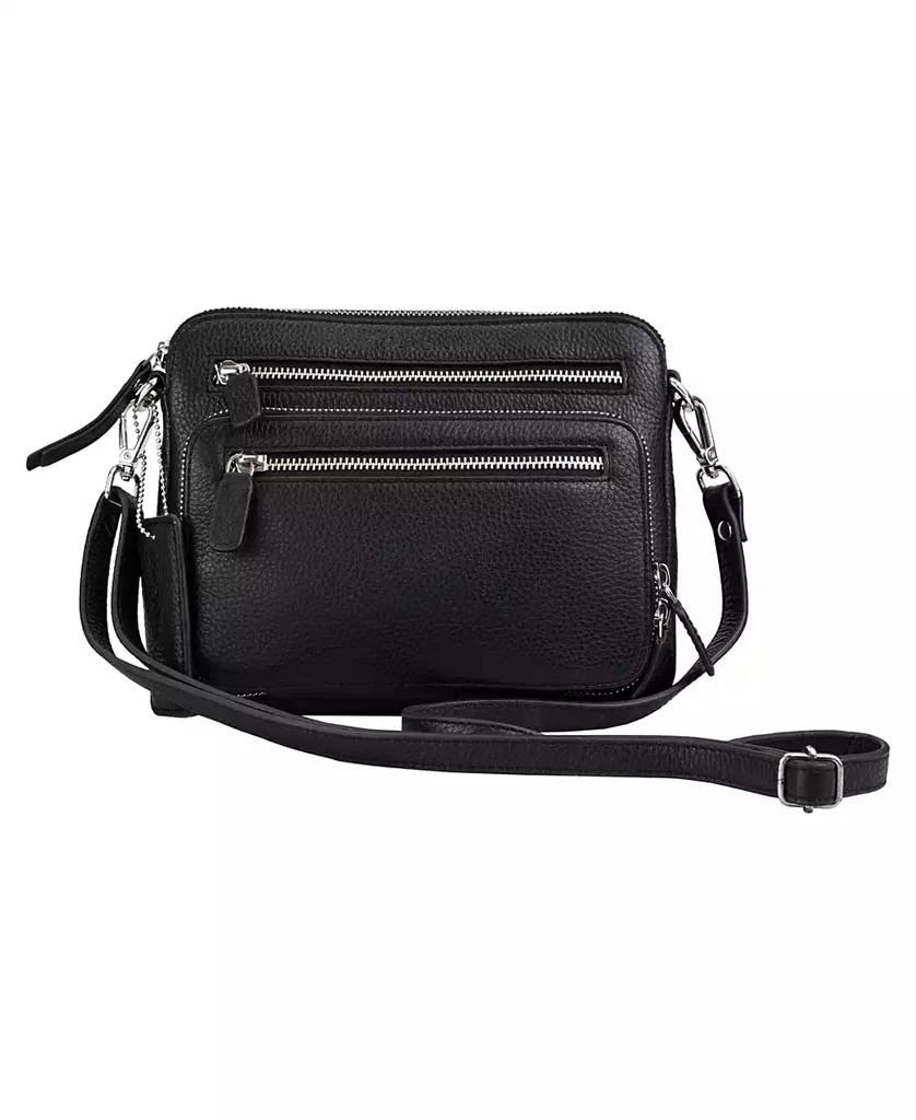 Mancini Leather Goods Pebbled Collection Valerie Leather Mini Crossbody Bag 1