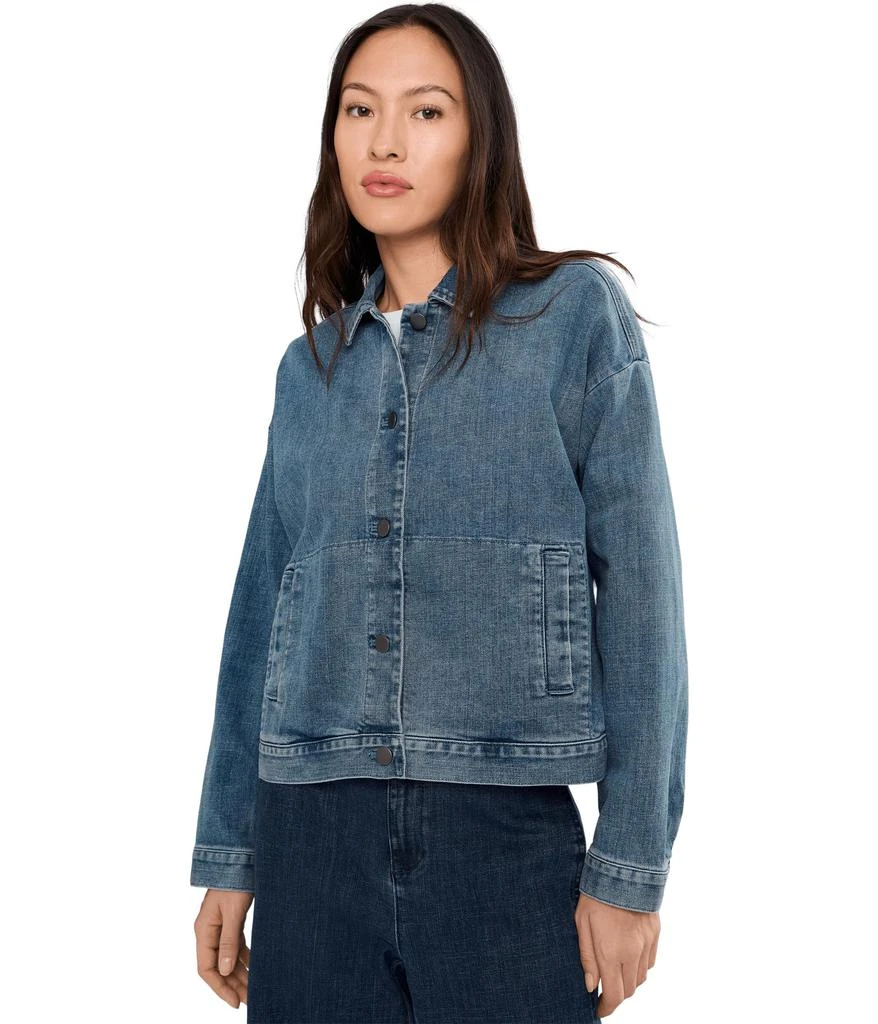 Eileen Fisher Petite Cotton Stretch Denim Classic Collar Jacket