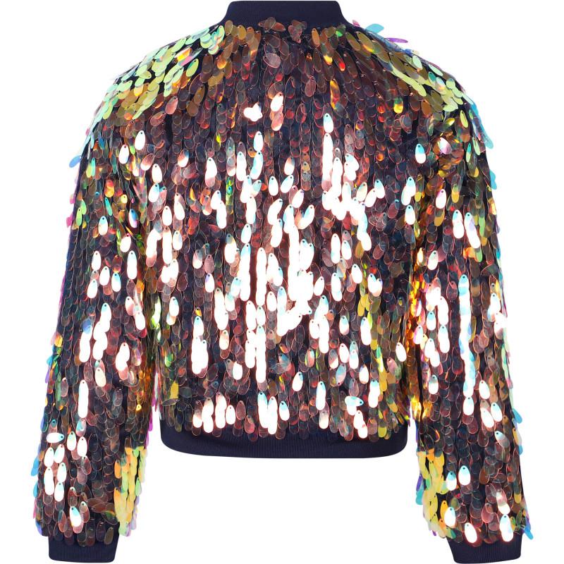 Billieblush Shiny sequins zipped jacket in navy and golden